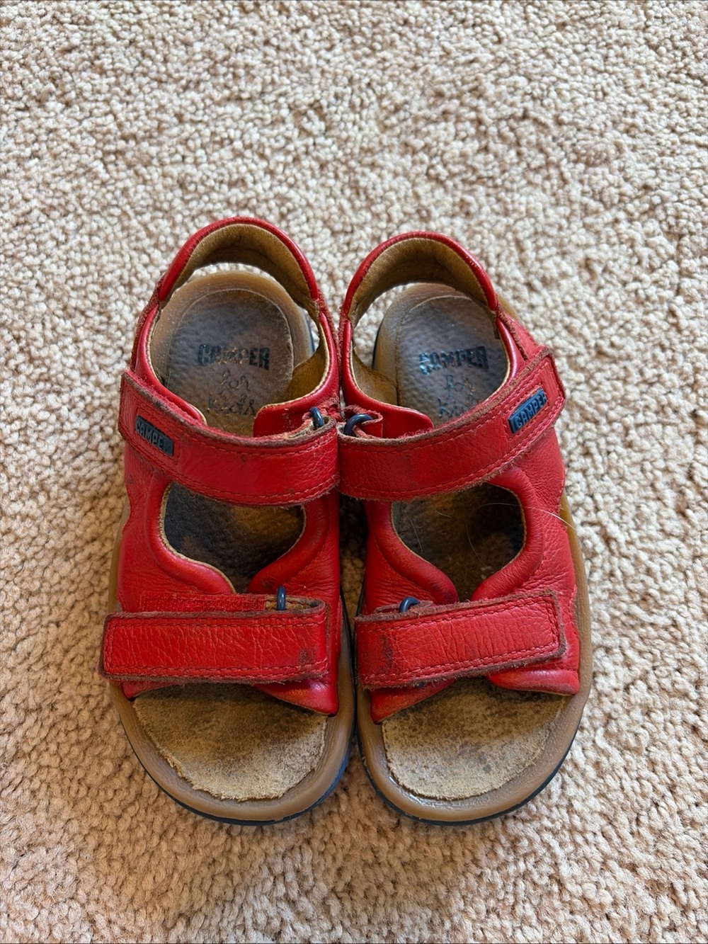Camper Bicho Sandals Shoes Red Leather Kid's Size 27 US 9.5